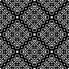 Vector geometric seamless pattern. Minimal ornamental background with abstract shapes. Black and white texture. Simple abstract ornament background. Dark repeat design for decor, fabric, cloth.