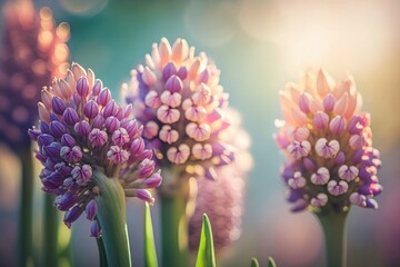 Fototapeta premium Hyacinths blooming in spring. Generative AI