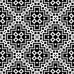 Vector geometric seamless pattern. Minimal ornamental background with abstract shapes. Black and white texture. Simple abstract ornament background. Dark repeat design for decor, fabric, cloth.