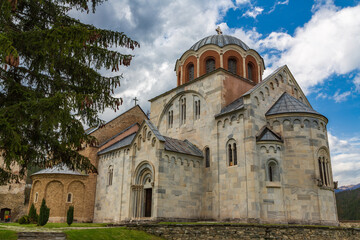 Fototapeta na wymiar The Monastery Studenica. Serbia. The main attraction of the monastery-Byzantine style frescoes, Dating from the XIII and XIV centuries. In 1986, UNESCO inscribed the Studenica