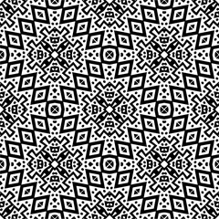 Vector geometric seamless pattern. Minimal ornamental background with abstract shapes. Black and white texture. Simple abstract ornament background. Dark repeat design for decor, fabric, cloth.
