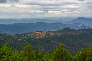 Fototapeta premium Beautiful view from Tornik mountain peak in Zlatibot, Serbia