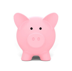 Pink piggy bank isolated on transparent background