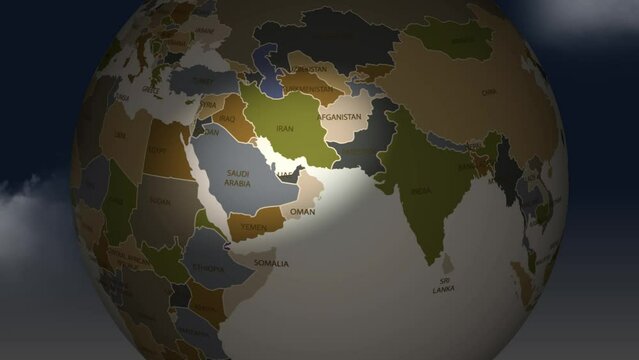 Earth globe zoom to pakistan animation of rotating realistic planet Earth globe 4K V2