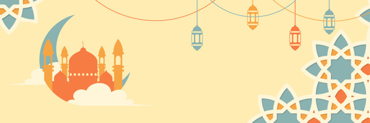 background with Islamic theme. with typical Middle Eastern patterns and simple colors for banners, greeting cards and layouts