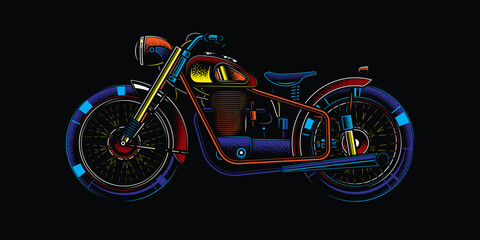 Fototapeta na wymiar Original vector illustration in retro style. American motorcycle custom made.