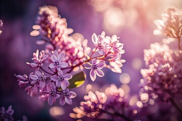 Fototapeta na wymiar Lilac blooming in spring. Generative AI
