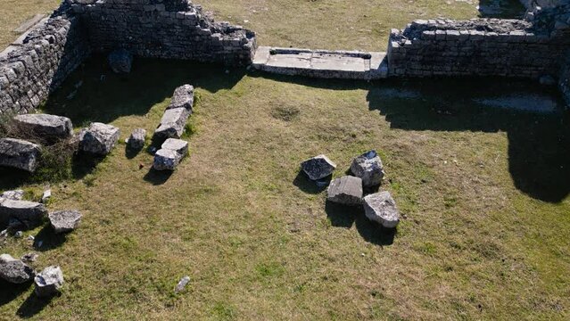 Roman town Doclea, ancient locality in Montenegro, drone aerial view