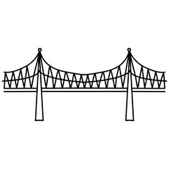 Bridge in hand drawn doodle style. Architecture construction of city bridge. Vector illustration isolated on white background.