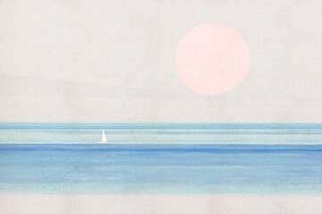 Ilustracja grafika krajobraz morski minimalizm