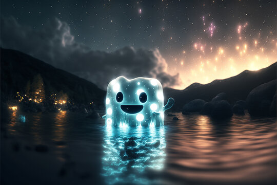 lagoon made of marshmello blue light