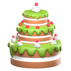three layer green cake 3d rendering