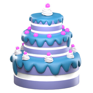 3d rendering of triple layer purple cake