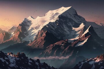 Fototapeta na wymiar Mountain snow background. Generative AI