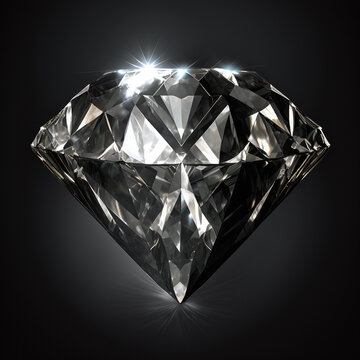 Diamond on black background. Ai generated image.