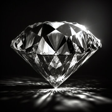 Diamond on black background. Ai generated image.