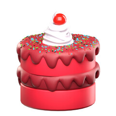 red velvet cake 3d rendering