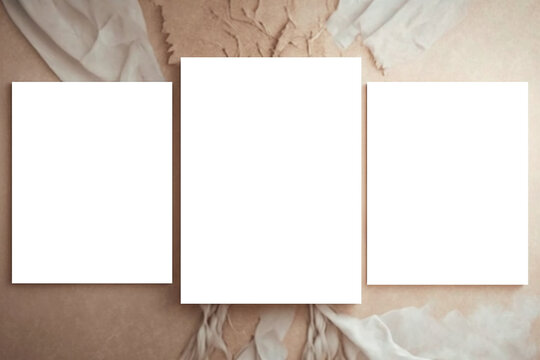 Empty template in boho style greeting cards, greeting or wedding card mockup. AI generated image