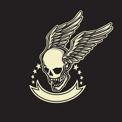 Winged skull logo design, and can be given the text you need