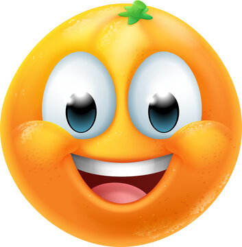 Orange Fruit Cartoon Emoticon Emoji Mascot Icon