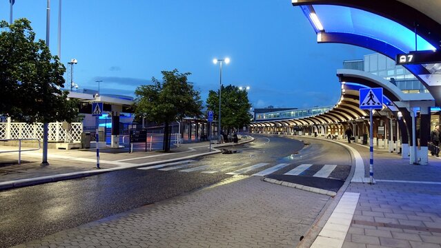 Stockholm, Sweden, August 15 2021. A glimpse of the Arlanda airport apron at dawn.