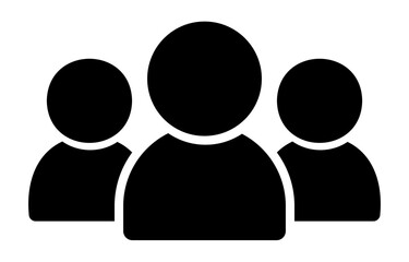Team icon. Black vector icon isolated on white background.