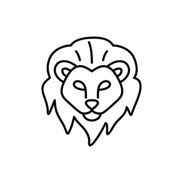 Leo Zodiac Sign Black Thin Line Icon Horoscope and Astrology Concept . Vector illustration of Lion