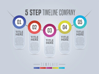 Abstract infographic showing the 5 steps process of a business plan timeline For presentations and posters. Vector illustration.
