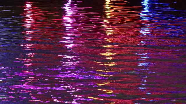 Water surface with city lights reflection at nights