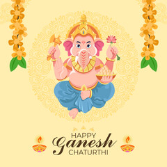 Happy Ganesh Chaturthi creative luxury background card design