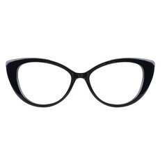 Fashionable glasses in a thick black frame. Prescription glasses for women with a fashionable...