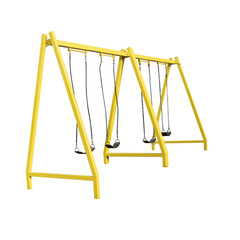 Cutout of an isolated children's yellow playground swing set  with the transparent png
