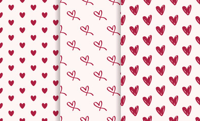 Pink heart seamless pattern background. Vector illustration for holiday design. Abstract romantic photo frame. Stylish decorative bright label set. Fashion valentine day ornament.