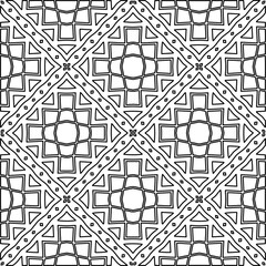  Monochrome ornamental texture with smooth linear shapes, zigzag lines, lace pattern.Abstract geometric black and white pattern for web page, textures, card, poster, fabric, textile.