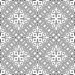 
 Monochrome ornamental texture with smooth linear shapes, zigzag lines, lace pattern.Abstract geometric black and white pattern for web page, textures, card, poster, fabric, textile.