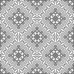 
 Monochrome ornamental texture with smooth linear shapes, zigzag lines, lace pattern.Abstract geometric black and white pattern for web page, textures, card, poster, fabric, textile.