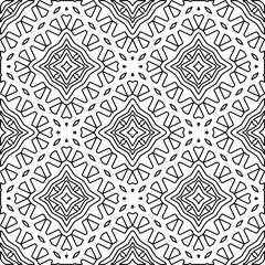 
 Monochrome ornamental texture with smooth linear shapes, zigzag lines, lace pattern.Abstract geometric black and white pattern for web page, textures, card, poster, fabric, textile.