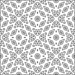 
 Monochrome ornamental texture with smooth linear shapes, zigzag lines, lace pattern.Abstract geometric black and white pattern for web page, textures, card, poster, fabric, textile.
