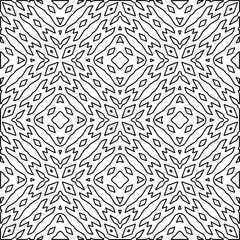 
 Monochrome ornamental texture with smooth linear shapes, zigzag lines, lace pattern.Abstract geometric black and white pattern for web page, textures, card, poster, fabric, textile.