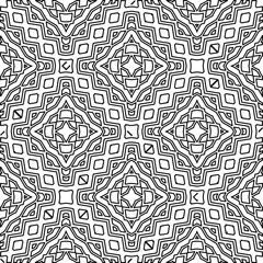 
 Monochrome ornamental texture with smooth linear shapes, zigzag lines, lace pattern.Abstract geometric black and white pattern for web page, textures, card, poster, fabric, textile.