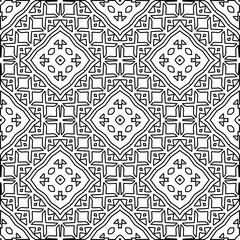  Monochrome ornamental texture with smooth linear shapes, zigzag lines, lace pattern.Abstract geometric black and white pattern for web page, textures, card, poster, fabric, textile.
