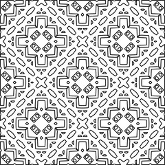  Monochrome ornamental texture with smooth linear shapes, zigzag lines, lace pattern.Abstract geometric black and white pattern for web page, textures, card, poster, fabric, textile.