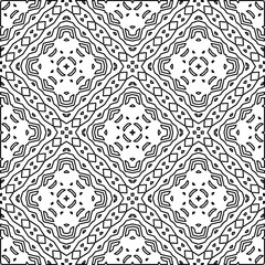  Monochrome ornamental texture with smooth linear shapes, zigzag lines, lace pattern.Abstract geometric black and white pattern for web page, textures, card, poster, fabric, textile.