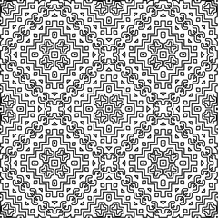  Monochrome ornamental texture with smooth linear shapes, zigzag lines, lace pattern.Abstract geometric black and white pattern for web page, textures, card, poster, fabric, textile.