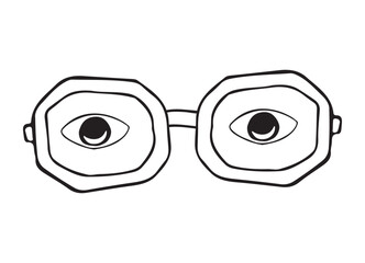 Glasses icon Doodle Clip Art Concept Vector Design Outline Style On White Background. Vector illustration of spectacles in black frame