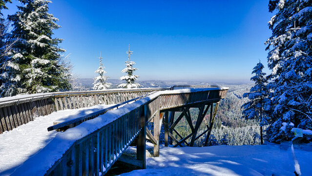Ausblick von der Aussichtsplattform Ellbachseeblick  im Naturpark Nordschwarzwald	