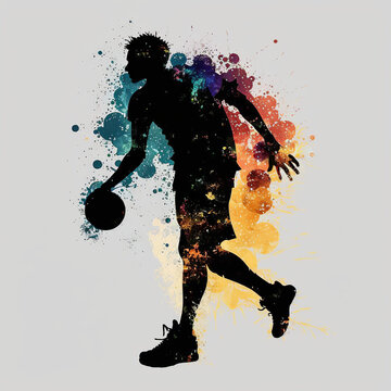 basketball player silhouette, sport, running, vector, black, runner, run, illustration, people, sports, player, woman, dance, soccer, jump, athlete, ball, dancer, boy competition, generated ai