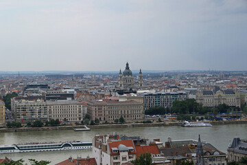 Fototapeta na wymiar Landscape of Budapest with Danube river, view from Buda Castle, Budapest, Hungary