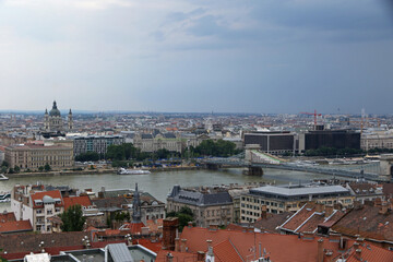 Fototapeta premium Landscape of Budapest with Danube river, view from Buda Castle, Budapest, Hungary
