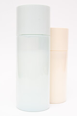 cosmetic products on a white background. Cosmetic package collection for cream, soups, foams, shampoo. skincare healthcare concept on white background.